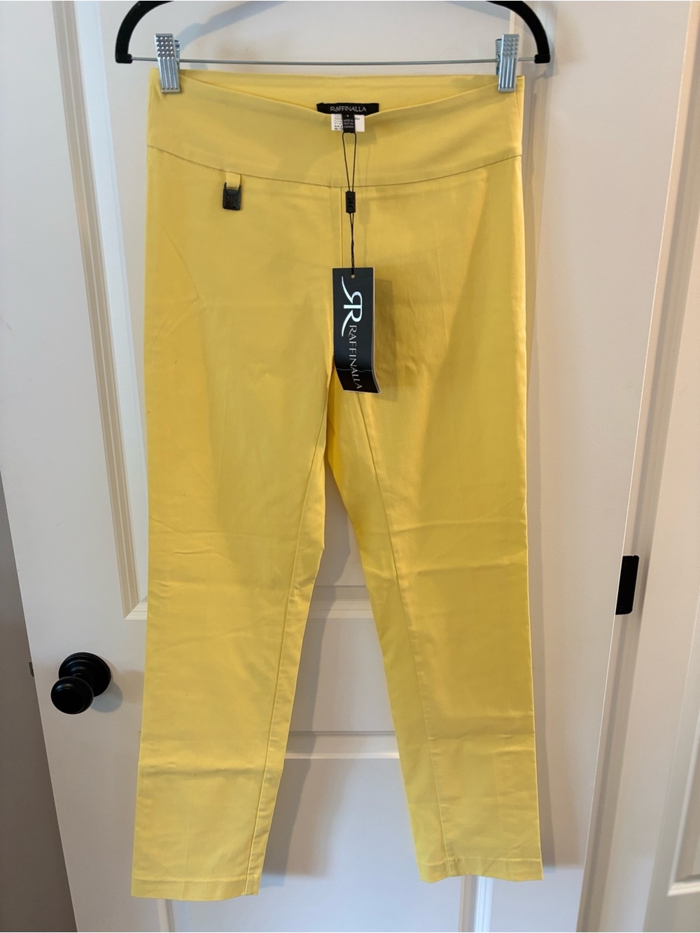 Raffinalla Women's Yellow Straight-Leg Pull-On Pants tummy control